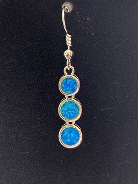 Lab created Blue Opal Dangle Earrings